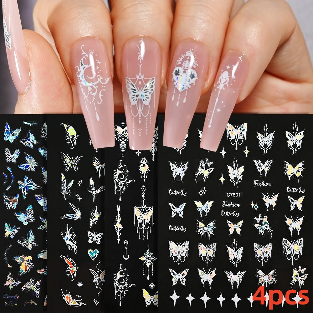 MAFANAILS Y2K Holo Schmetterlinge - 12er Selbstklebend