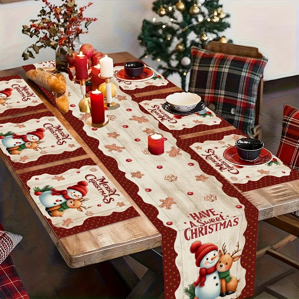 Christmas snowman Table Runner Merry Christmas Decorations for Home 2025 Xmas Party Decor Navidad Natal Noel Gifts New Year 2026