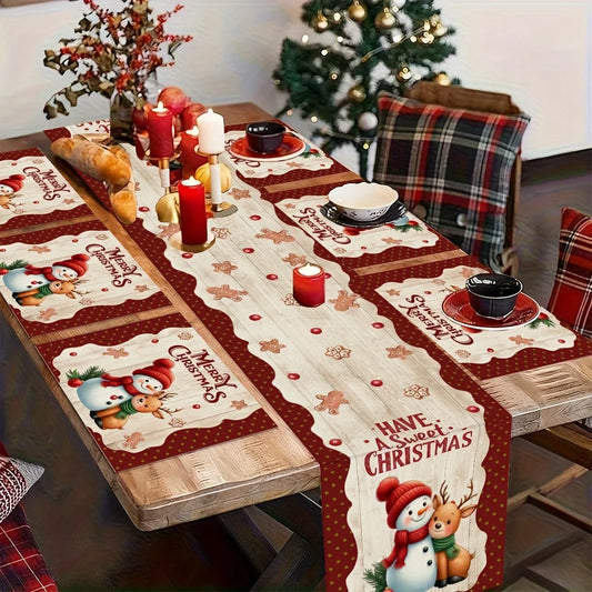 Christmas snowman Table Runner Merry Christmas Decorations for Home 2025 Xmas Party Decor Navidad Natal Noel Gifts New Year 2026