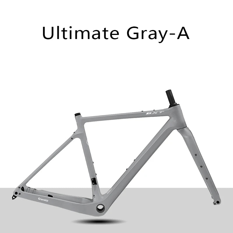 BXT Carbon Gravel Bike Rahmen 2025 - Fully Hidden Cable Carbon Frame Fork - Thru Axle Disc Brake MTB Road 27.5