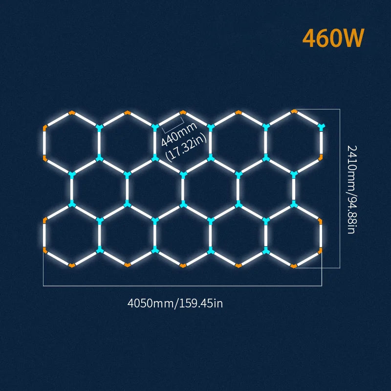 Hexagonal ceiling light BarberShop Car Garage LED Light 6500k LED tube for Gym Bar Hair Salon Library Workshop Auto Body Repair