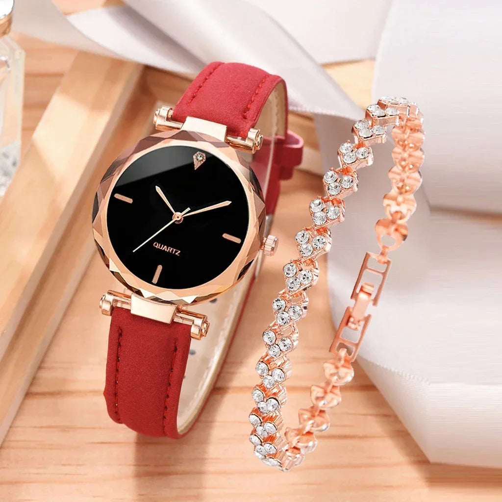 Uhren-Armband-Set 2025: 2PCS Luxury-Rhinestone - Fashion Bracelet Collection