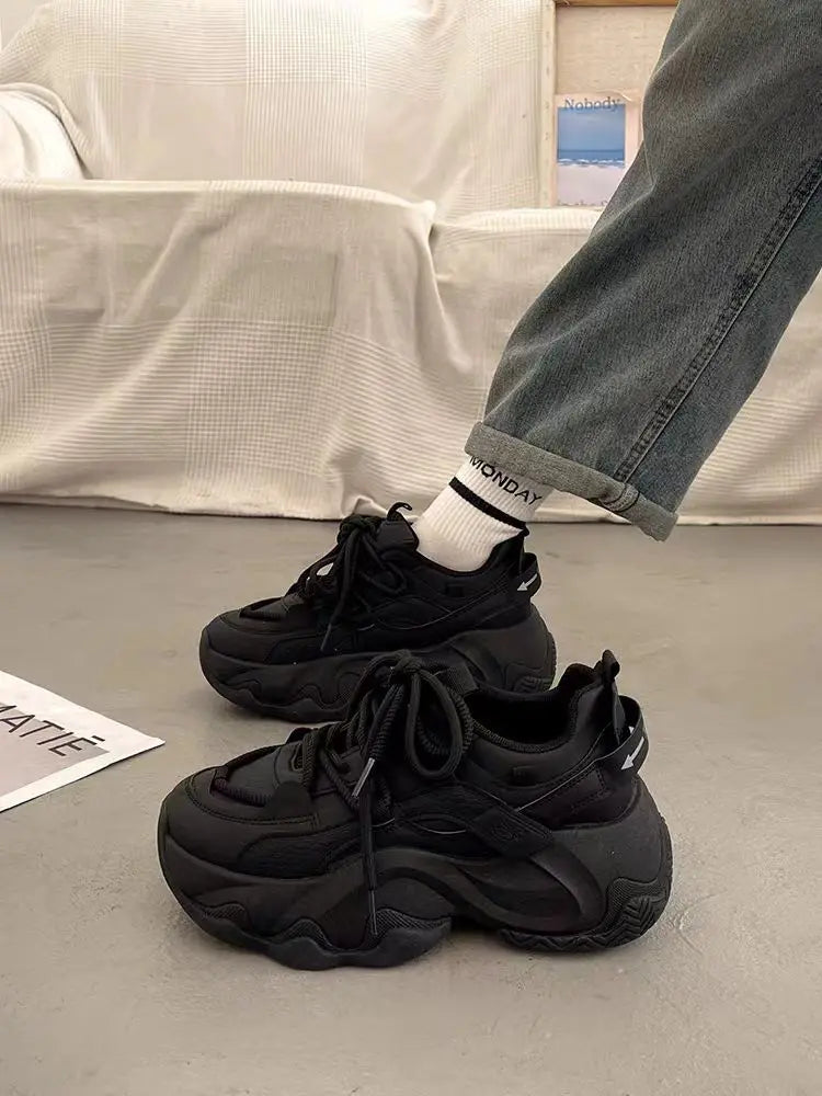 YSHUNIJ Plateau Sneaker Damen - Weiß 3cm Absatz Passt