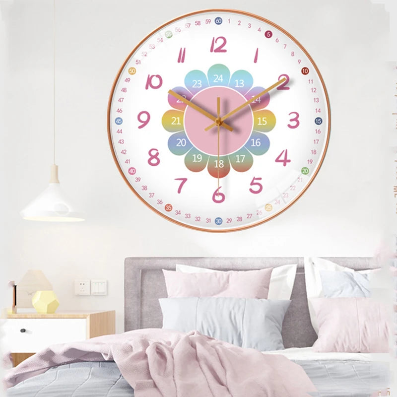 Wall Clock Modern Design Wall Decor Nordic Cartoon Kid Room Decorations for Girls Home Living Room Decoration Art Silent Clock 2