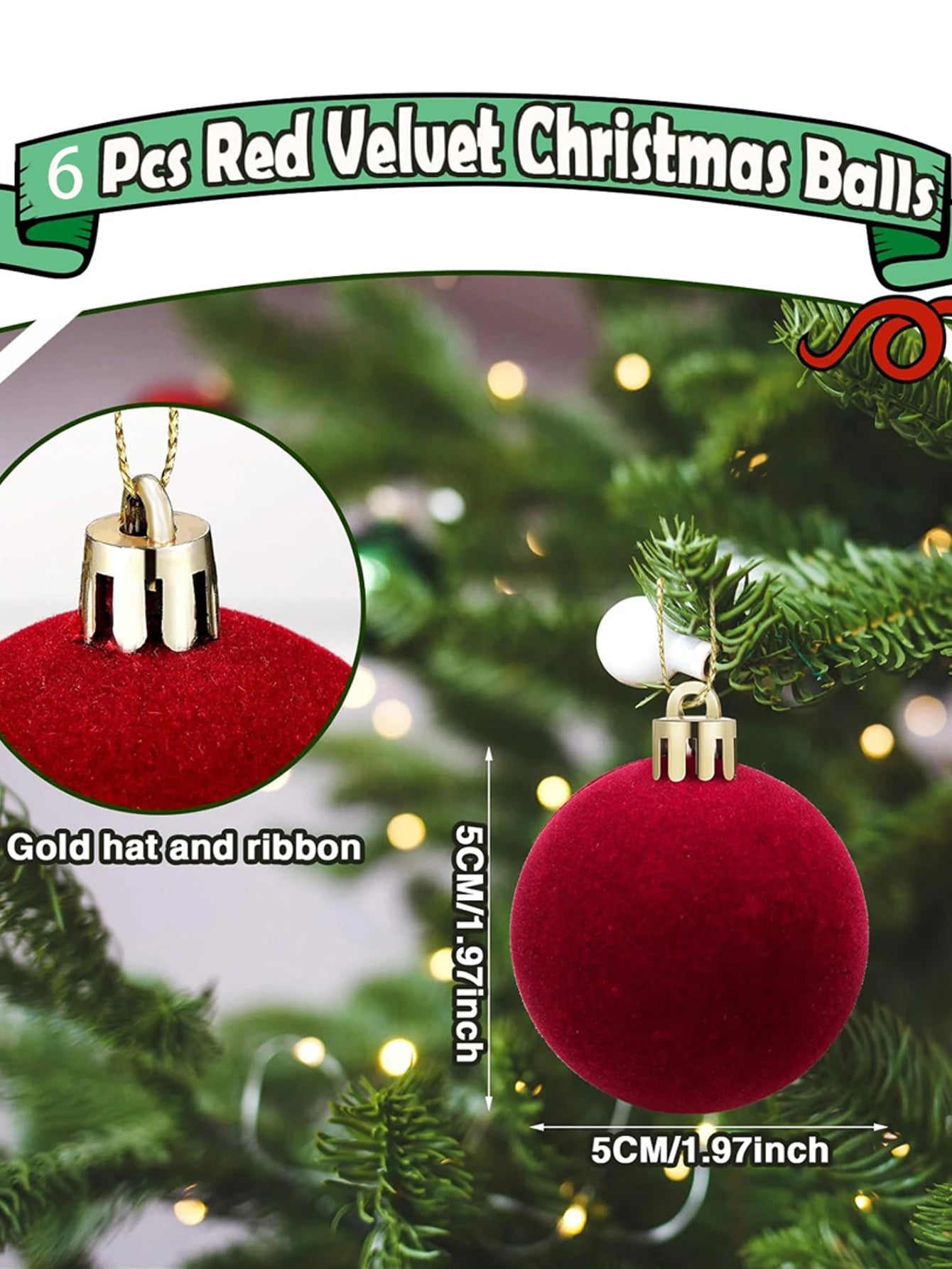 Choice Christbaumkugeln Flockierte Kugel - Durchmesser 5 cm, 6 Stück