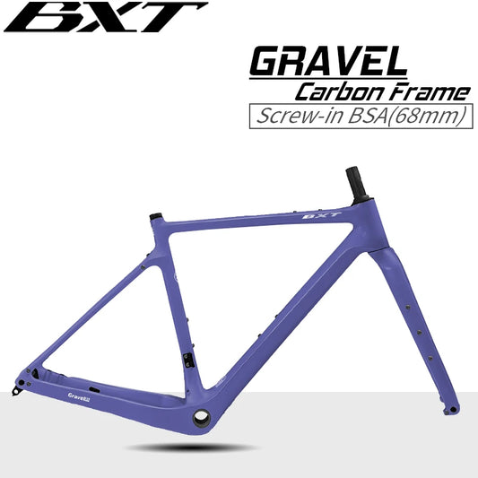 BXT Carbon Gravel Bike Rahmen 2025 - Fully Hidden Cable Carbon Frame Fork - Thru Axle Disc Brake MTB Road 27.5