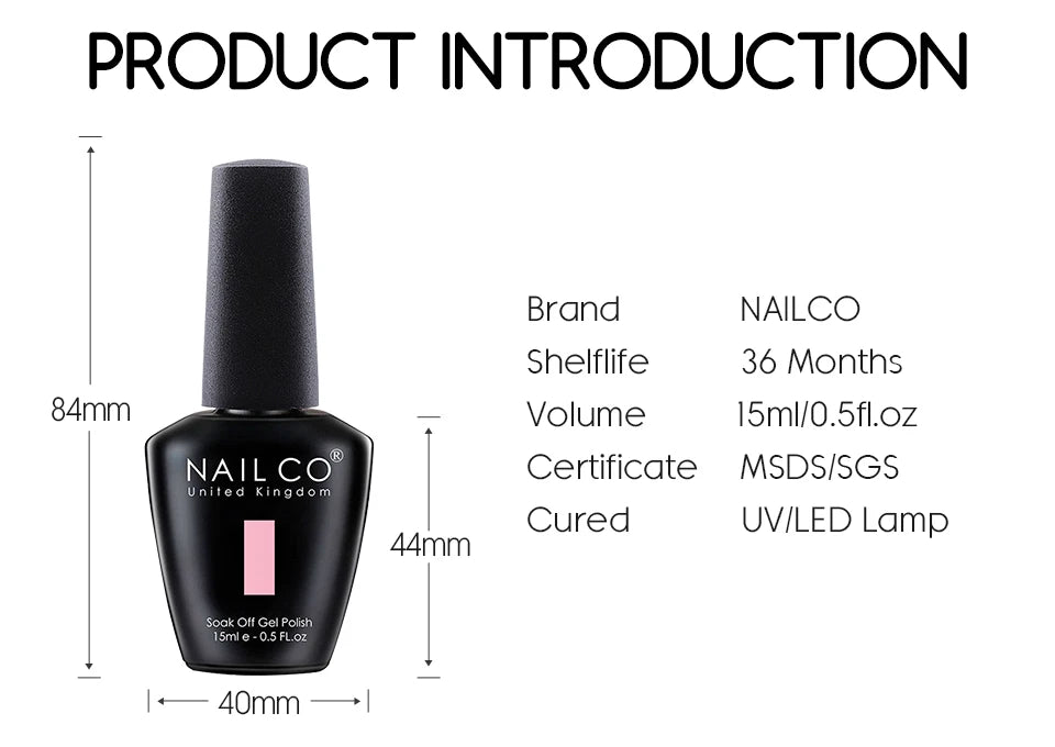 NAILCO 15ml 20pcs/Set UV Gel Nail Polish Semi Permanent Esmalte Vernis LED Gel Varnishes Soak Off Nail Art DIY All For Manicure