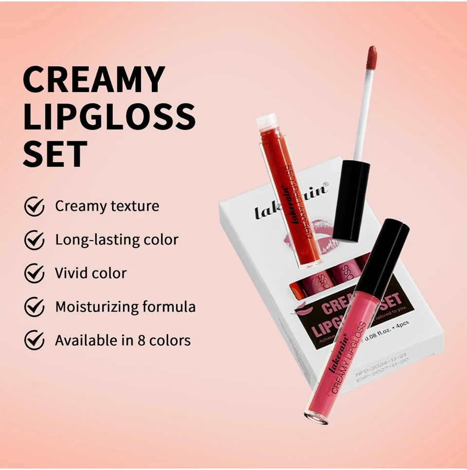 Lipgloss Cream Texture Lipstick Semi-Matte Long Lasting Do Not Fade 8 Colors Experience Richly-Pigmented Shades Peach Makeup