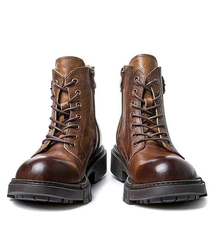 Classic handmade vintage leather ankle boots genuine leather