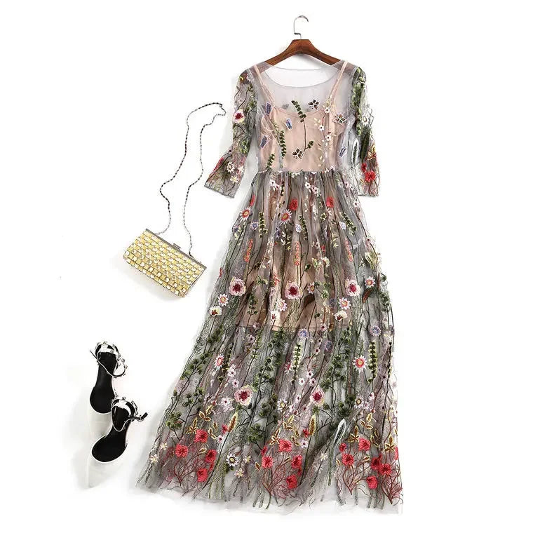 Damen Partykleid 2025 - Elegant Party Dress Bohemian Summer Seaside Resort Beach Long Skirt