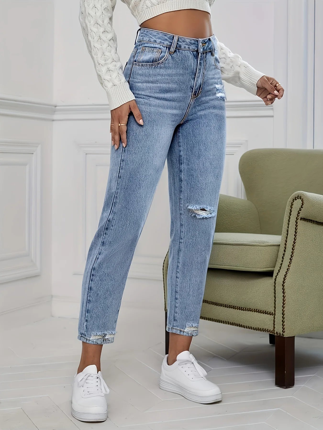 Damen Jeans 2025 - Japan South Korea Casual Washed Ripped Spring Summer Fashion Straight