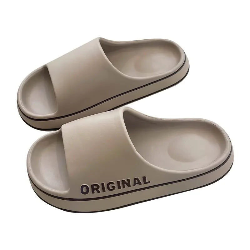 Feslishoet Frauen Buchstaben Hausschuhe Strand Slides Solid Farbe Herren Dick Sohle Innen Badezimmer Anti Rutsch Schuhe Sommer Paar Sandalen