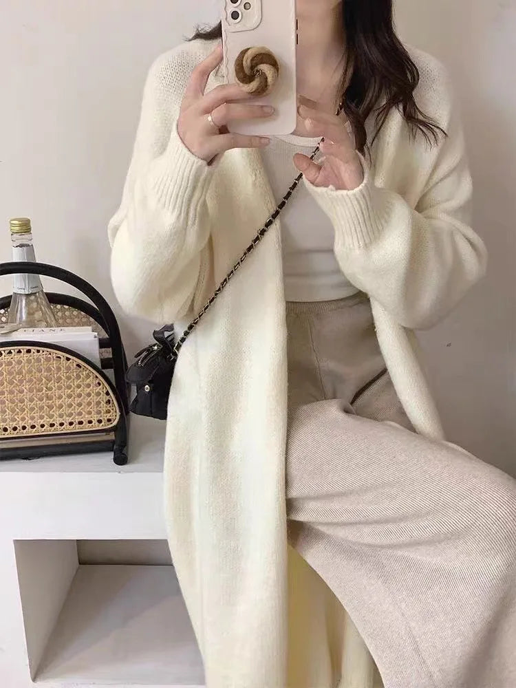 Mooclound PYTZX-b108 Lang Strickcardigan- Baumwolle Größe SL