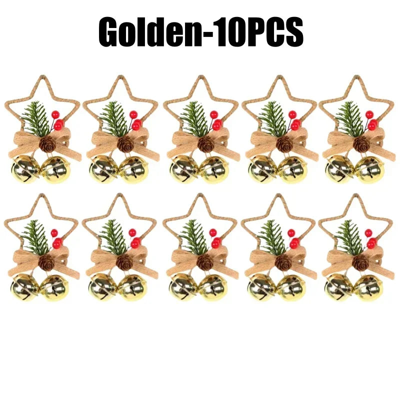 1–10 Stück Weihnachtsglocken-Anhänger mit rotgoldenen weißen Tannenzapfen und Schleife für Baumschmuck und Bastelbedarf für Feiertage