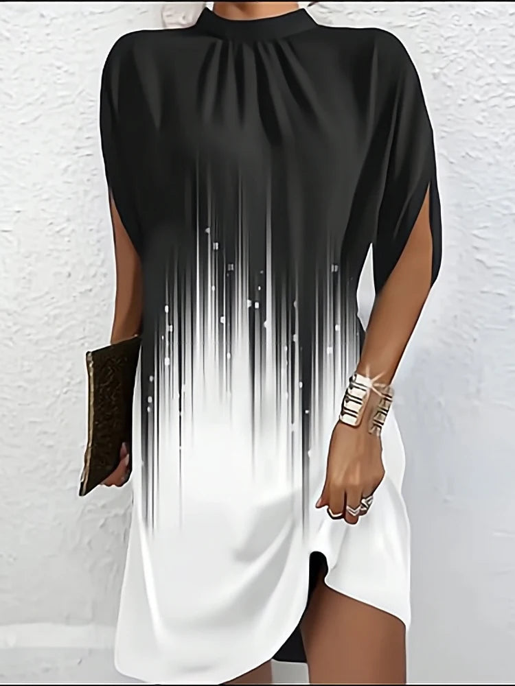 Elegant Women's Dresses 2024 Summer Fashion Round Neck Loose Bat Sleeve Office Lady Party Dress Y2K S-XXL