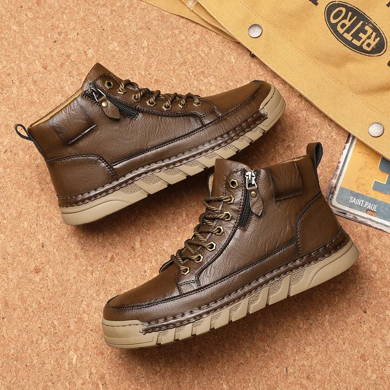 Yeinshaars Travel Casual Leder Stiefeletten Warm - Größe 42, Leichtes Gewicht, Antirutsch-Sohle