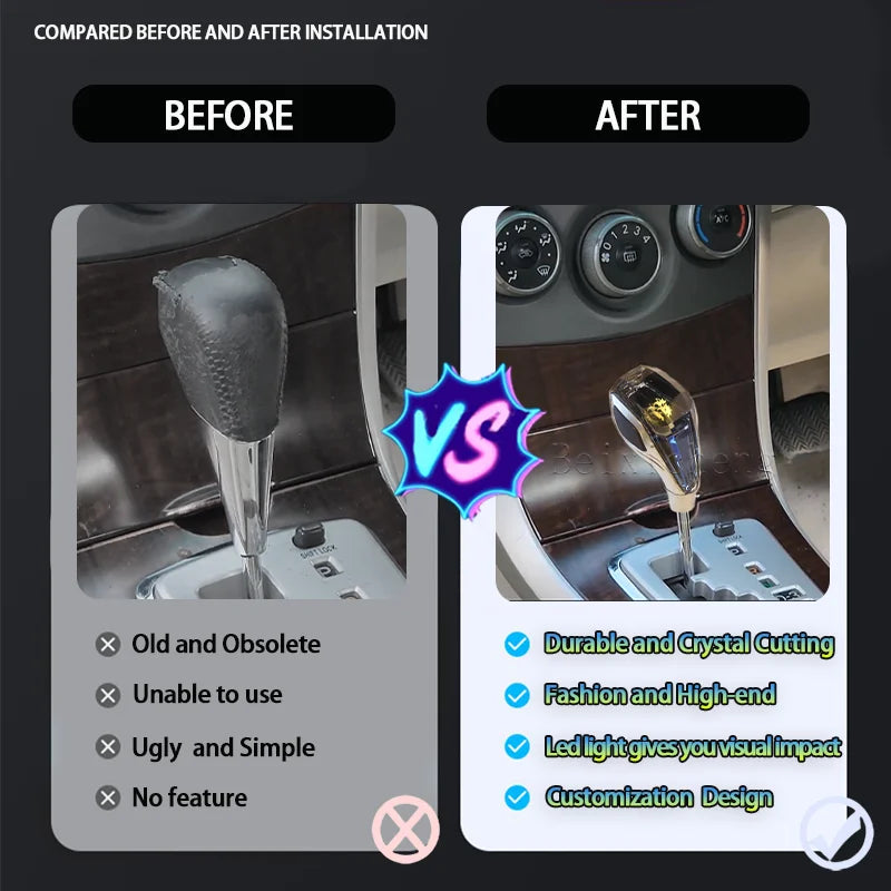 Universal Crystal lighting gear shift knob lever stick handball for cars lover