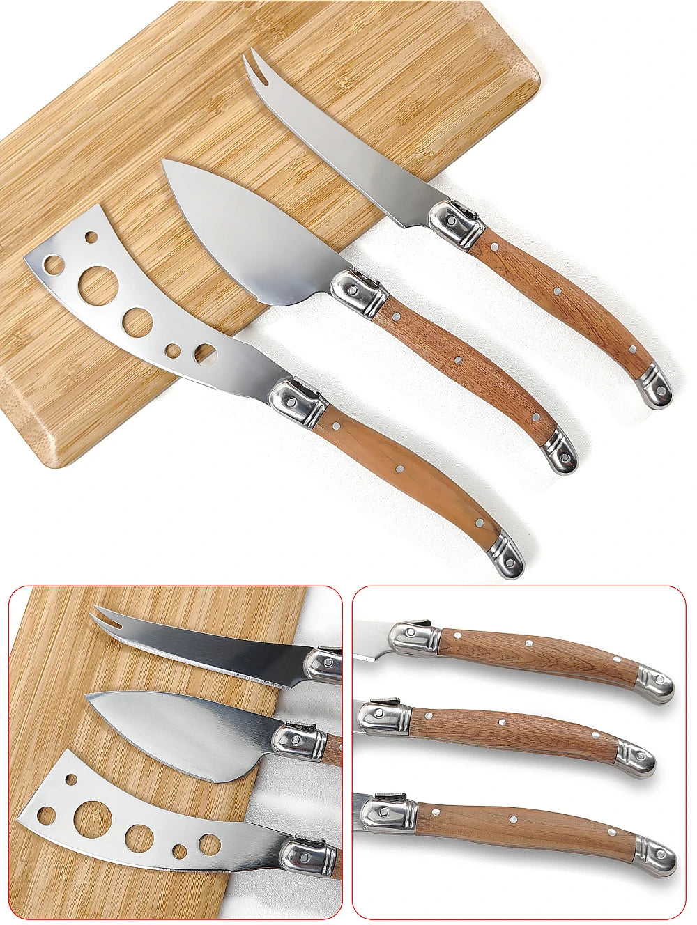 Jaswehome SPS-CT032B Laguiole Käsemesser - 5tlg 2CR14 Holz