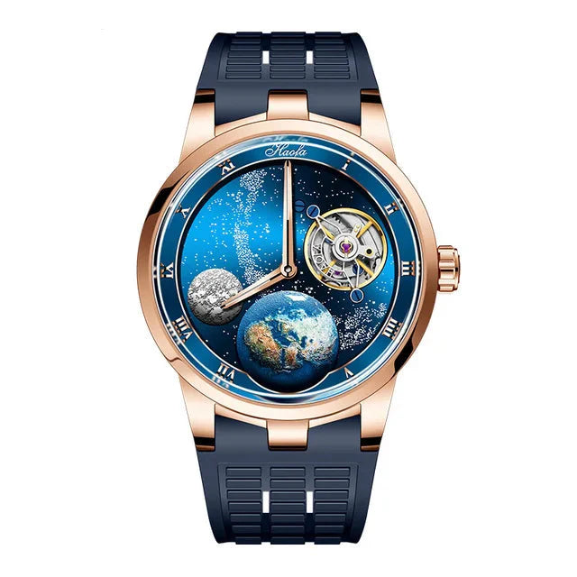 Haofa luxury men watch carrousel sapphire starry dial mechanical wristwatch