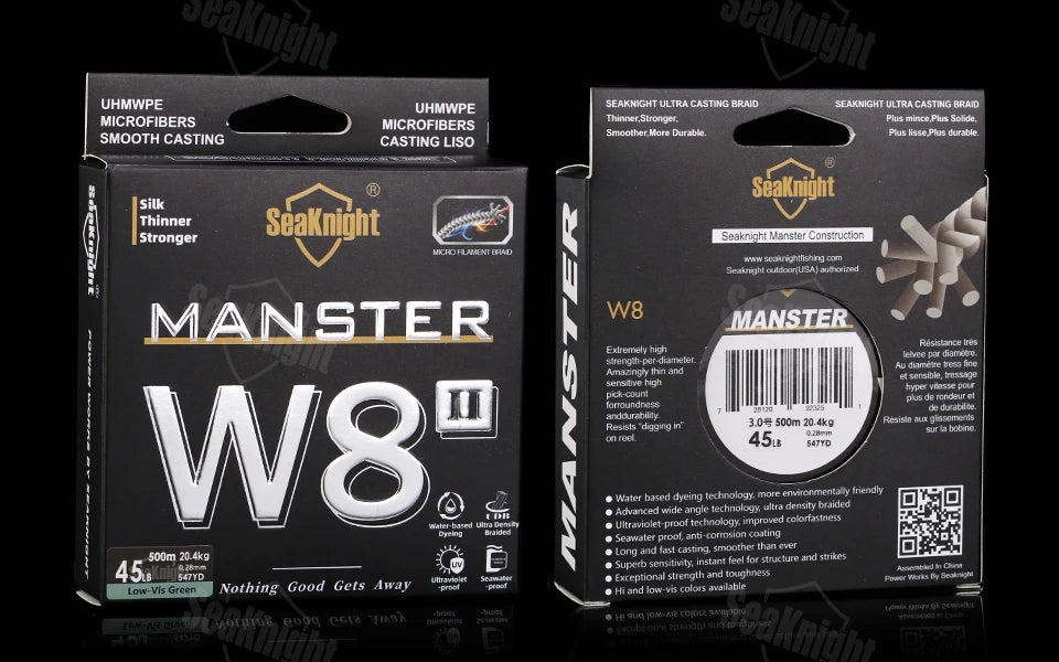 SeaKnight Brand W8 II Series Fishing Line 8 Strands 500m 300m anti-UV anti-saltwater Coating, Multifilament PE Line Braided Wire