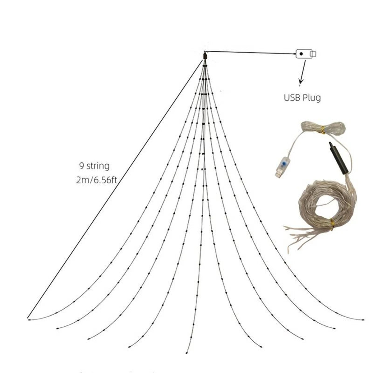 Peach Forest Waterfall Tree Fairy Light Wasserfall - 180LED USB 8 Modi