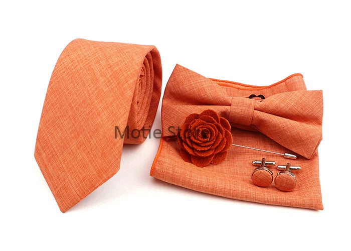 Neues Design 27-farbiger Männer-Accessories-Set: Klassische Baumwoll-Taschentuch, Manschettenknöpfe, Fliege für Hochzeit, Party, Geschenke