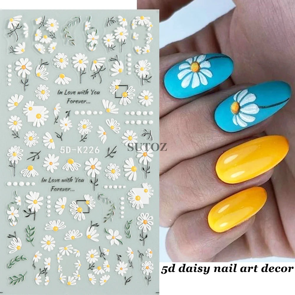 GL5D-K256 5D Sonnenblumen Nagelsticker - Herbstdesign Prägung