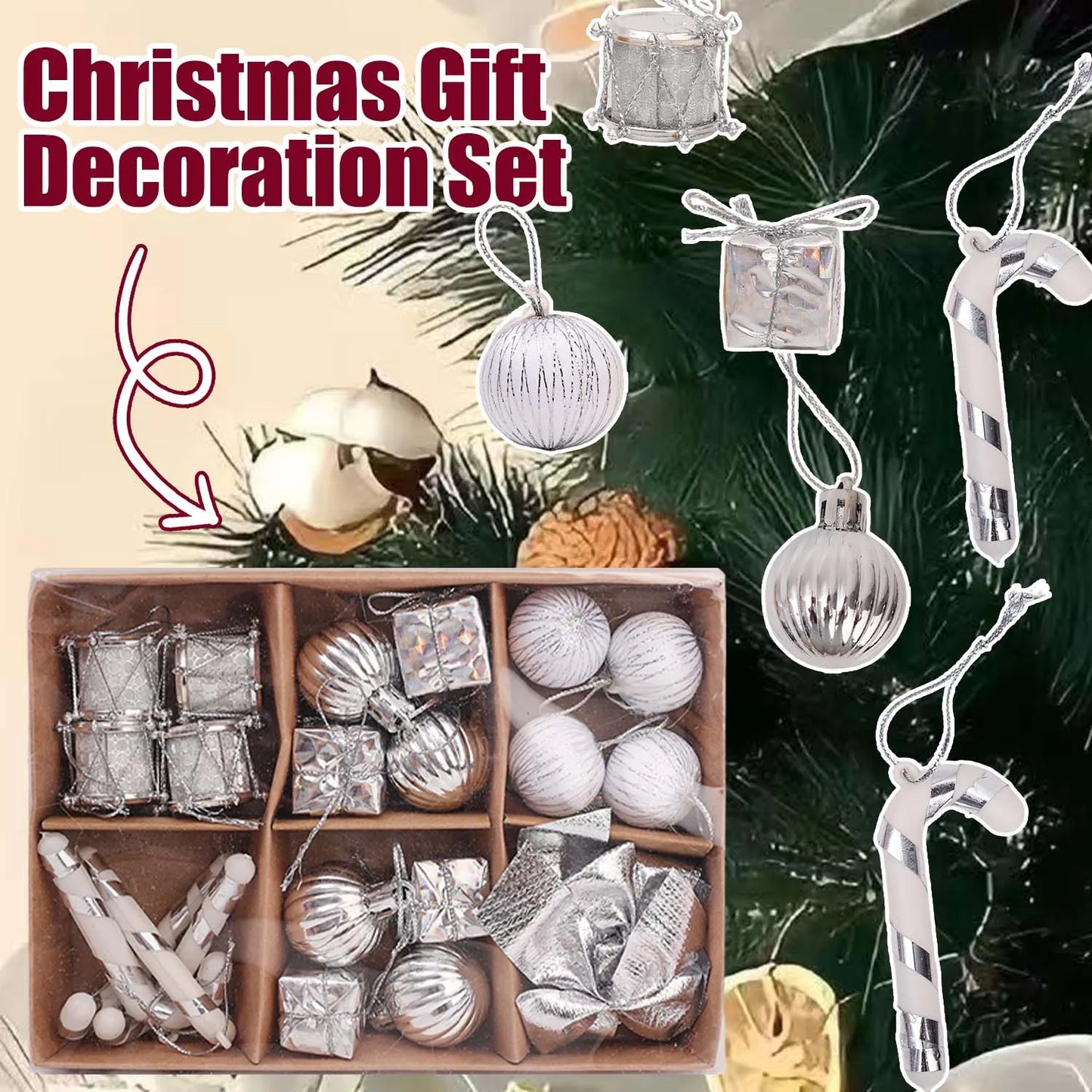 Choice Kugelset Rot-Gold Glitzer - 24 Stück, Ø2 cm