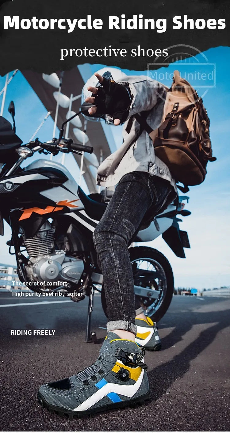 Ghete de motocicletă CN Guangdong cu talpă antiderapantă - Mărimea 39-45 Ghete din piele de vacă