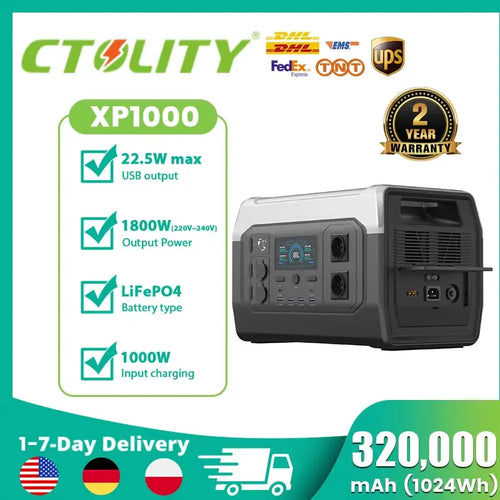 XP1000 Tragbares Kraftwerk LiFePO4 Akku 1800 W Spitzenleistung