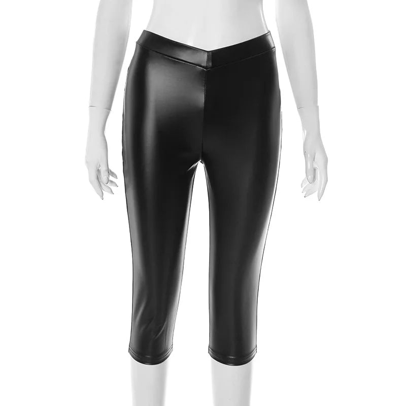 LEOSOXSCN PU Lederhose Schwarz Hohe Taille - Gr M Elastisch