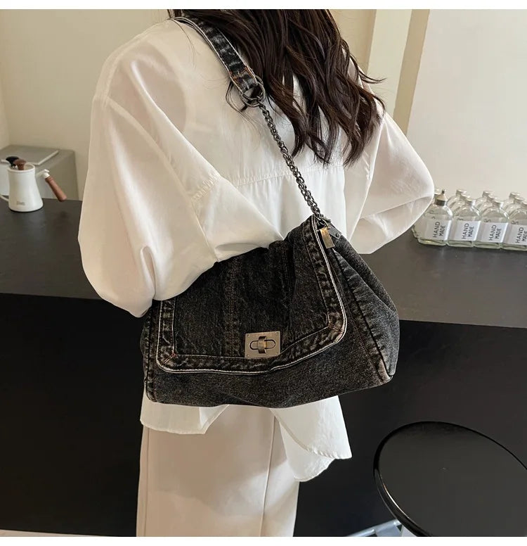 Geantă de umăr la modă și versatilă, geantă crossbody, geantă de navetă, geantă de facultate minimalistă casual pentru femei, geantă cu clapă