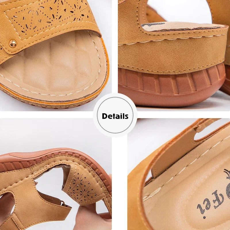 Summer Women's Sandals Wedge Hook&loop Ladies Flats Shoes Sewing Platform Female Open Toe Casual Sandals Plus Size Woman Shoes