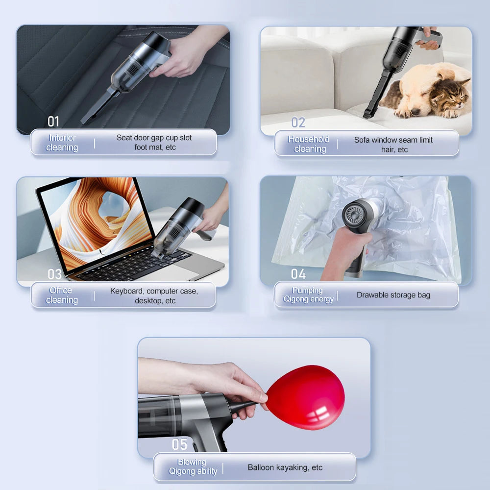 Vacuum Cleaner Strong Suction Cordless Cleaning Machine Robot Home Appliance Car Accessories Powerful Portable Cleaner for Car