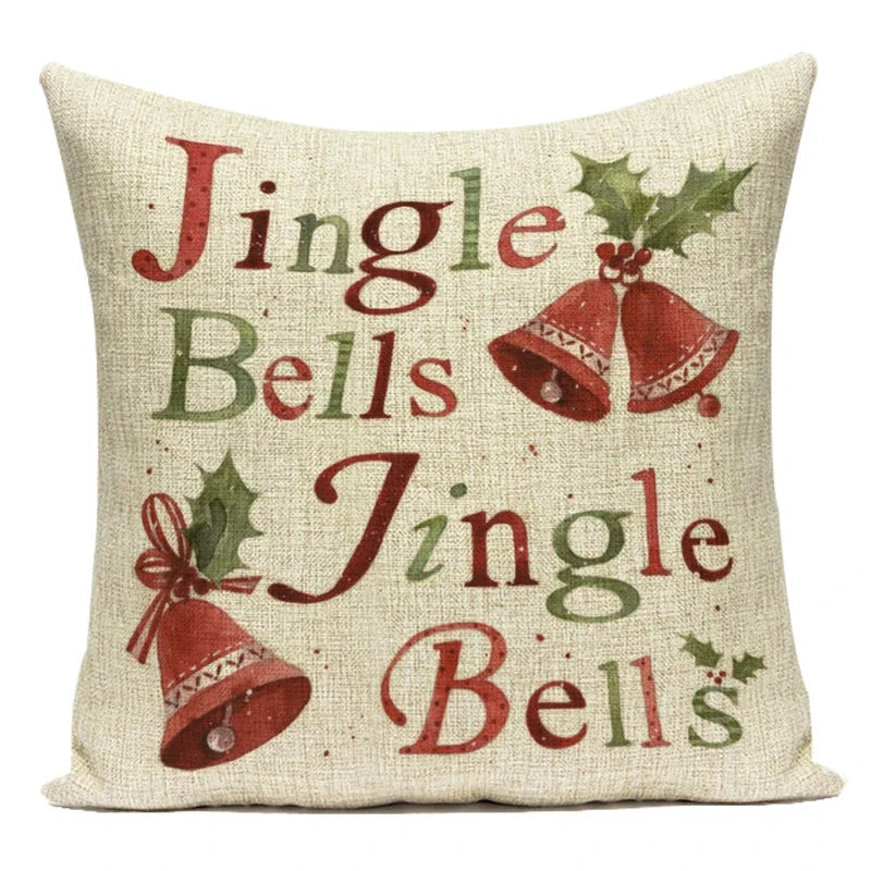 Merry Christmas Cute Cartoon Santa Claus Christmas Trees Polyester Sofa Home Decoration Pillow Cushion Cover Almofadas