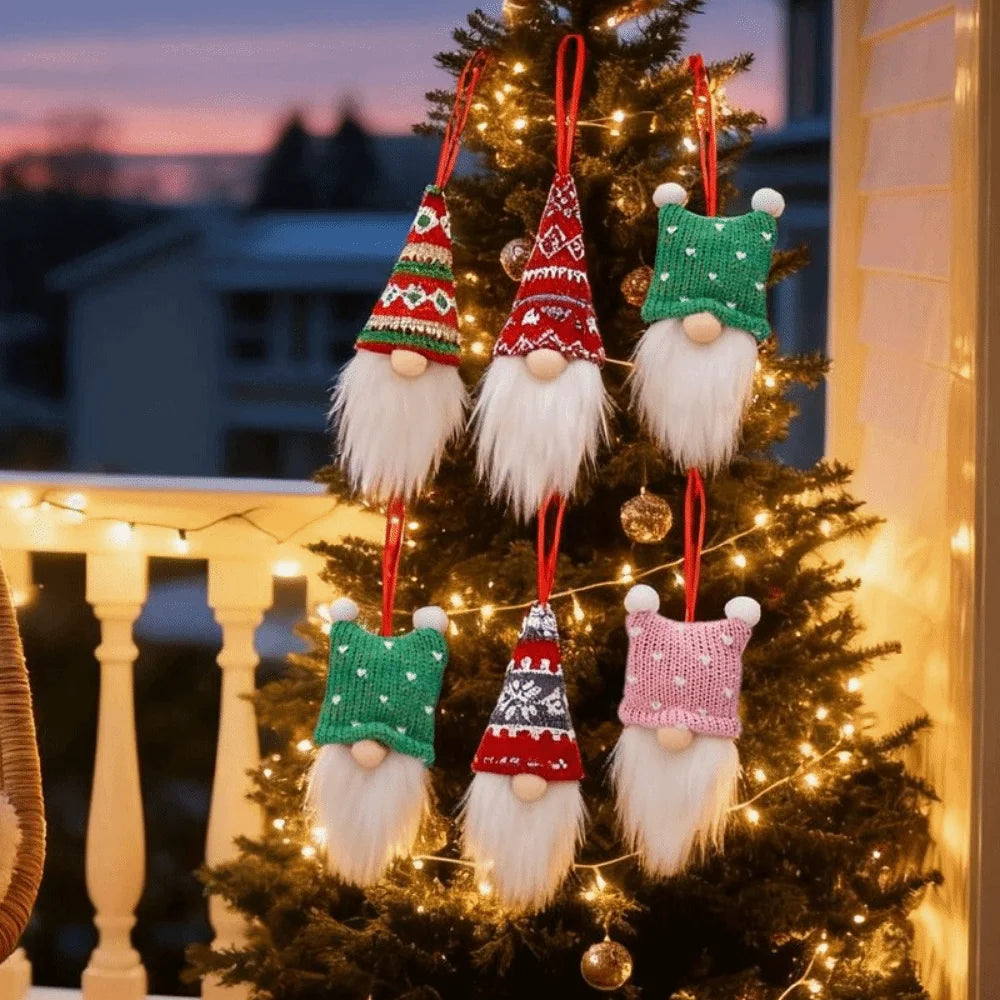 3/6Pcs Kreative Weihnachtsdekoration Anhänger Gesichtslose Puppe Plüsch Zwerge Hängen Weihnachtsbaum Anhänger Einfach Zu Hängen