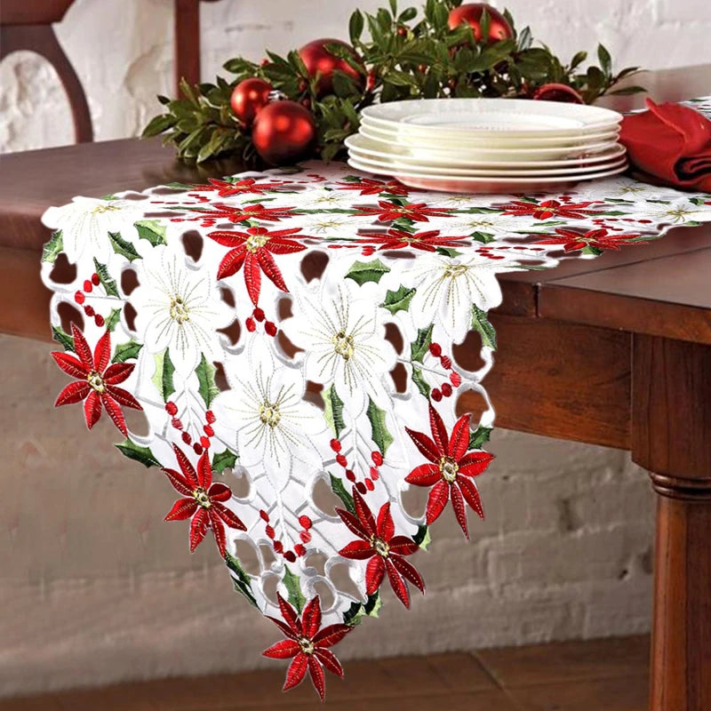 Neutral Table Decorations For Christmas Holly Luxury X Table Embroidered Inch Runner Table Christmas 70 15 Water Tablecloth