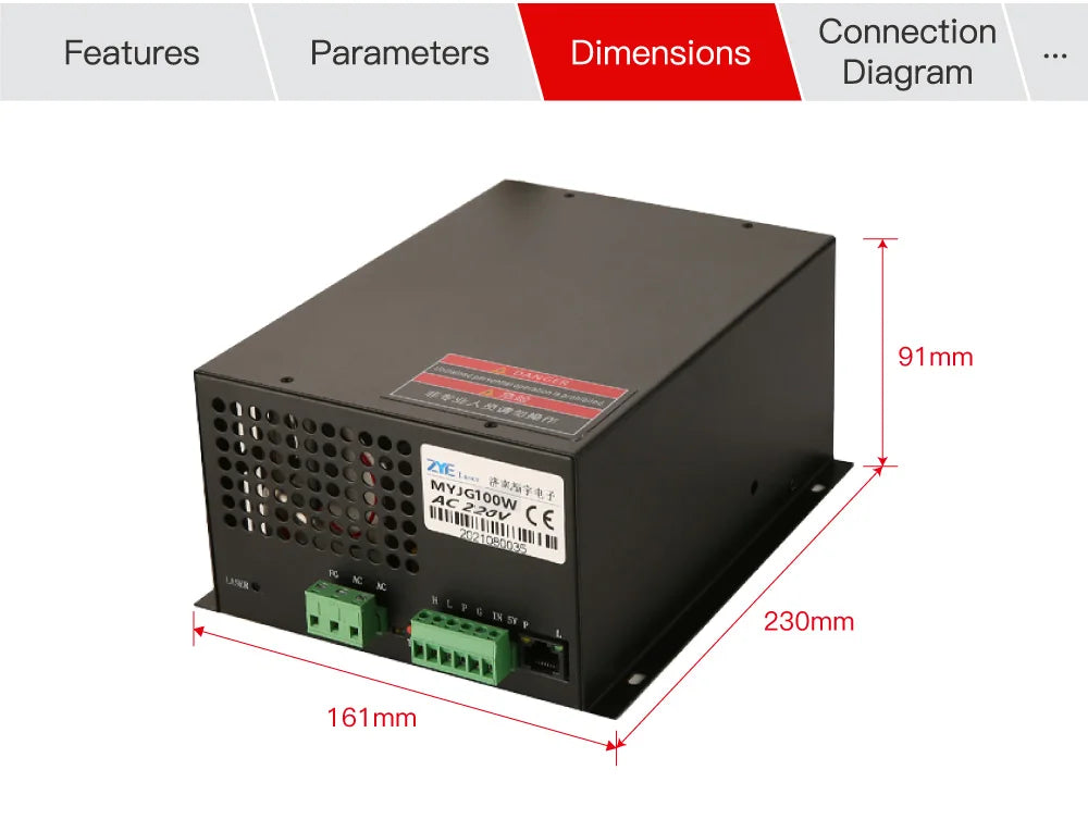 Fonland 80 100W CO2 Laser Stromversorgung Ersatz für RECI W2 T2 CO2 Laser Röhre Gravur Schneid Maschine M100W Kategorie