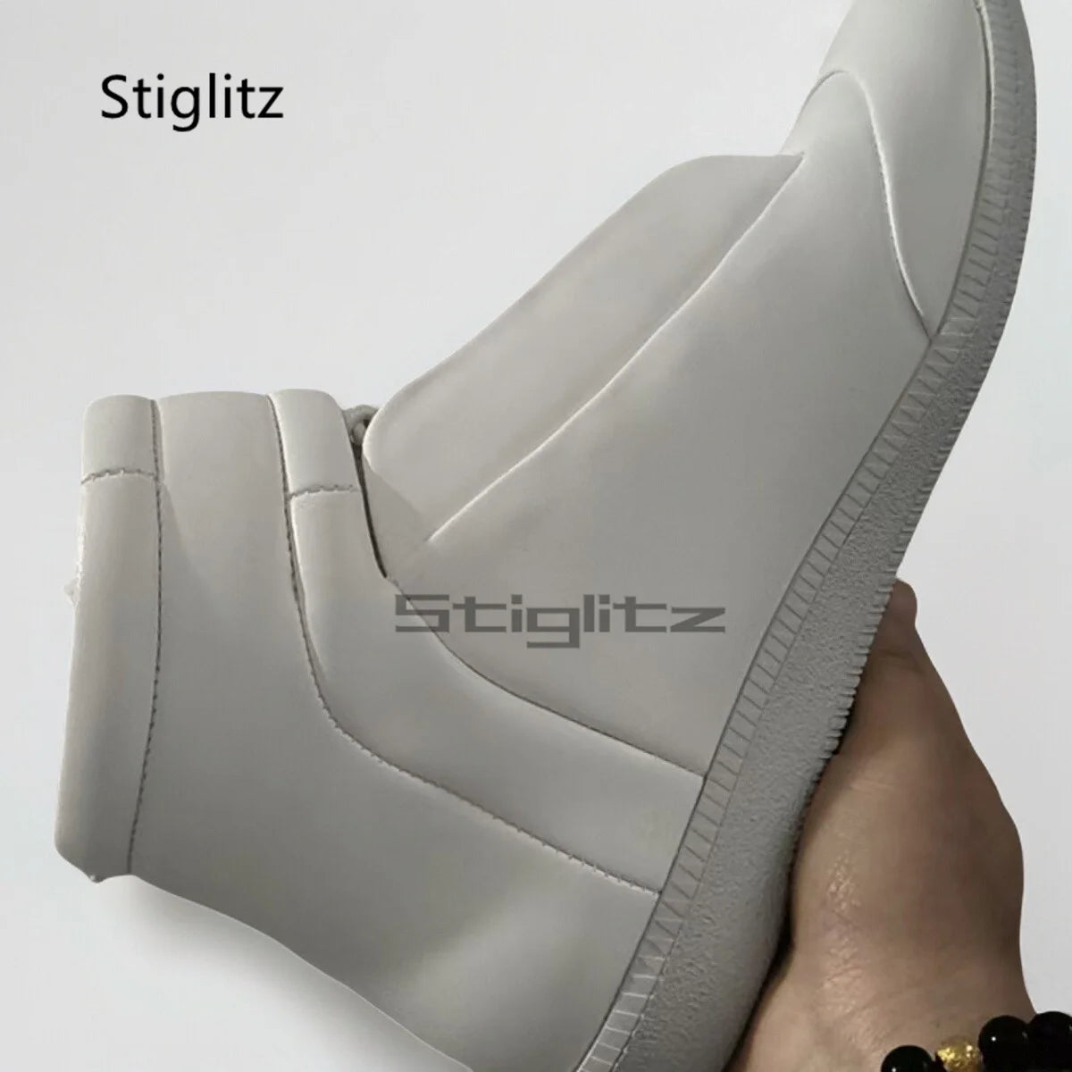 Herren High Top Leder Sneaker - Größe 40-46, Klettverschluss