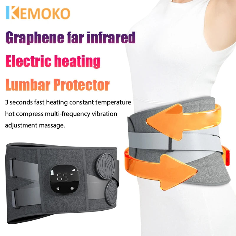 Electric Heating Waist Massager Support Belt Vibration Hot Compress Vibration Lumbar Brace Belt Back Relax 3 Gears Adjustment