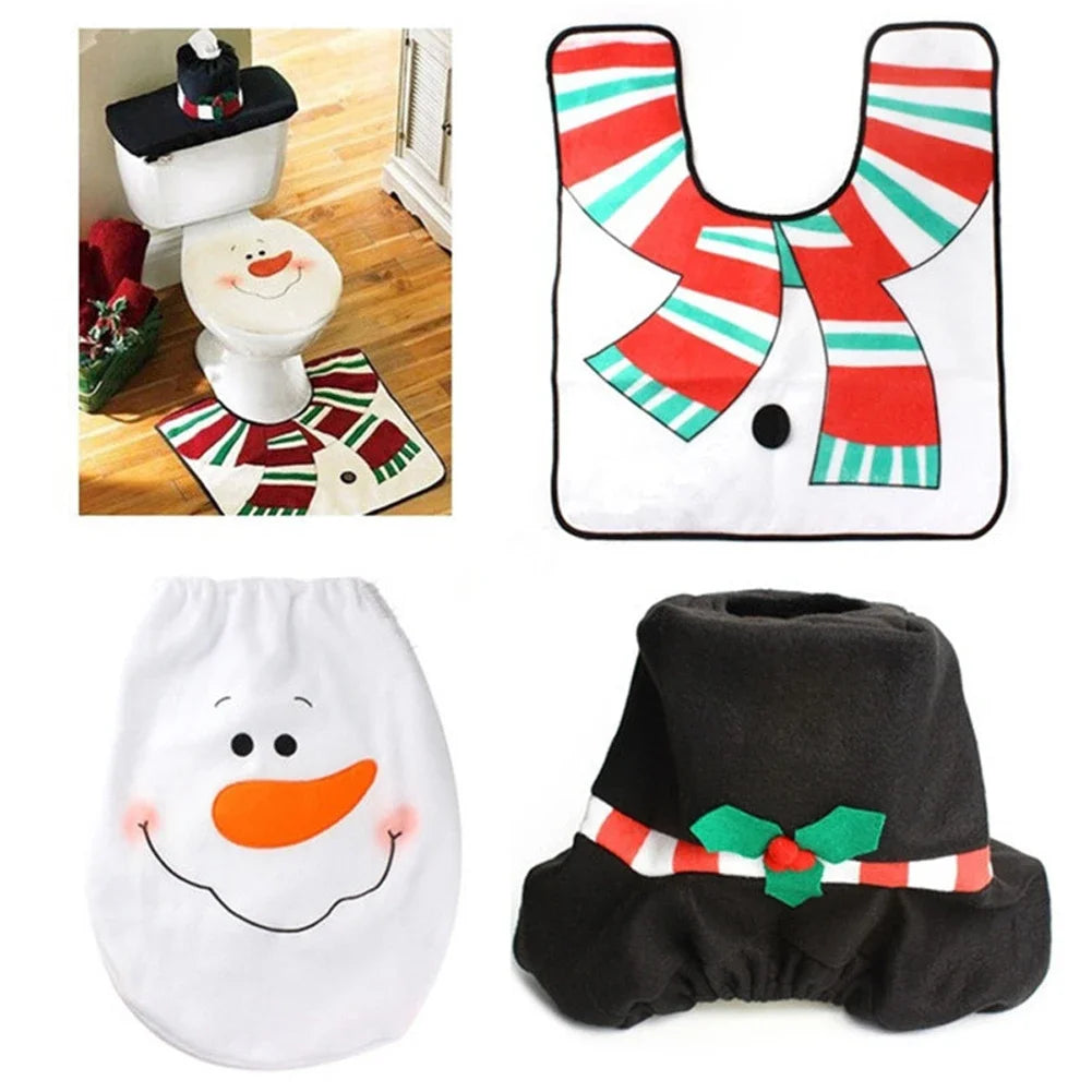 New Cute Christmas Toilet Seat Covers Creative Santa Claus Bathroom Mat Xmas Supplies for Home New Year Navidad Gift Decor 2025