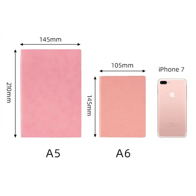 Cute Notebook 2025 - 200 Seiten A5/A6 PU Leder Rainbow Color Edge Schule Tagebuch