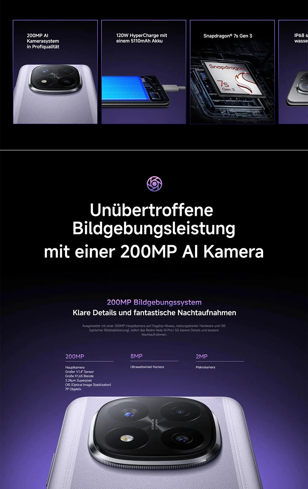 Xiaomi Redmi Note 14 Pro Plus - AMOLED Display, 4500-6000 mAh, 120 W, 6,67 Zoll by Golden Bridge Store