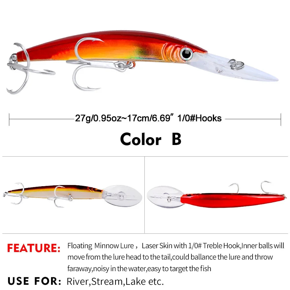 KNCONAN Minnow Köder Tieftaucher - 17cm 27g Kunstköder