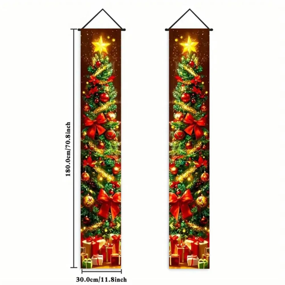 2pc 1set Christmas Hanging Door Banner Santa Claus Snowman Merry Christmas Decoration Elk Navidad Natal Happy New Year 2026 Gift