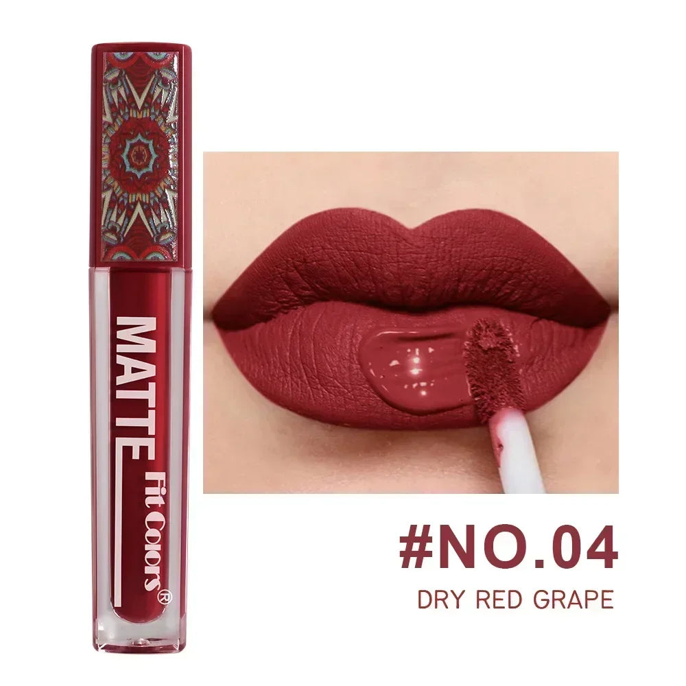 Waterproof Matte Nude Lip Gloss Brown Nude Pigment Dark Red Long Lasting Velvet Liquid Lipstick Women Makeup Lip Glaze 1pcs