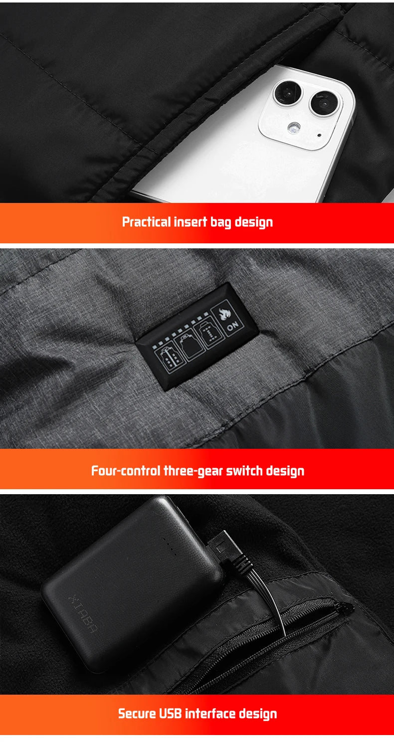 NUOYING Beheizte Weste USB Warmhaltejacke - Kapazität 2600mAh, Leistung 5V 2,0 A, Größe M