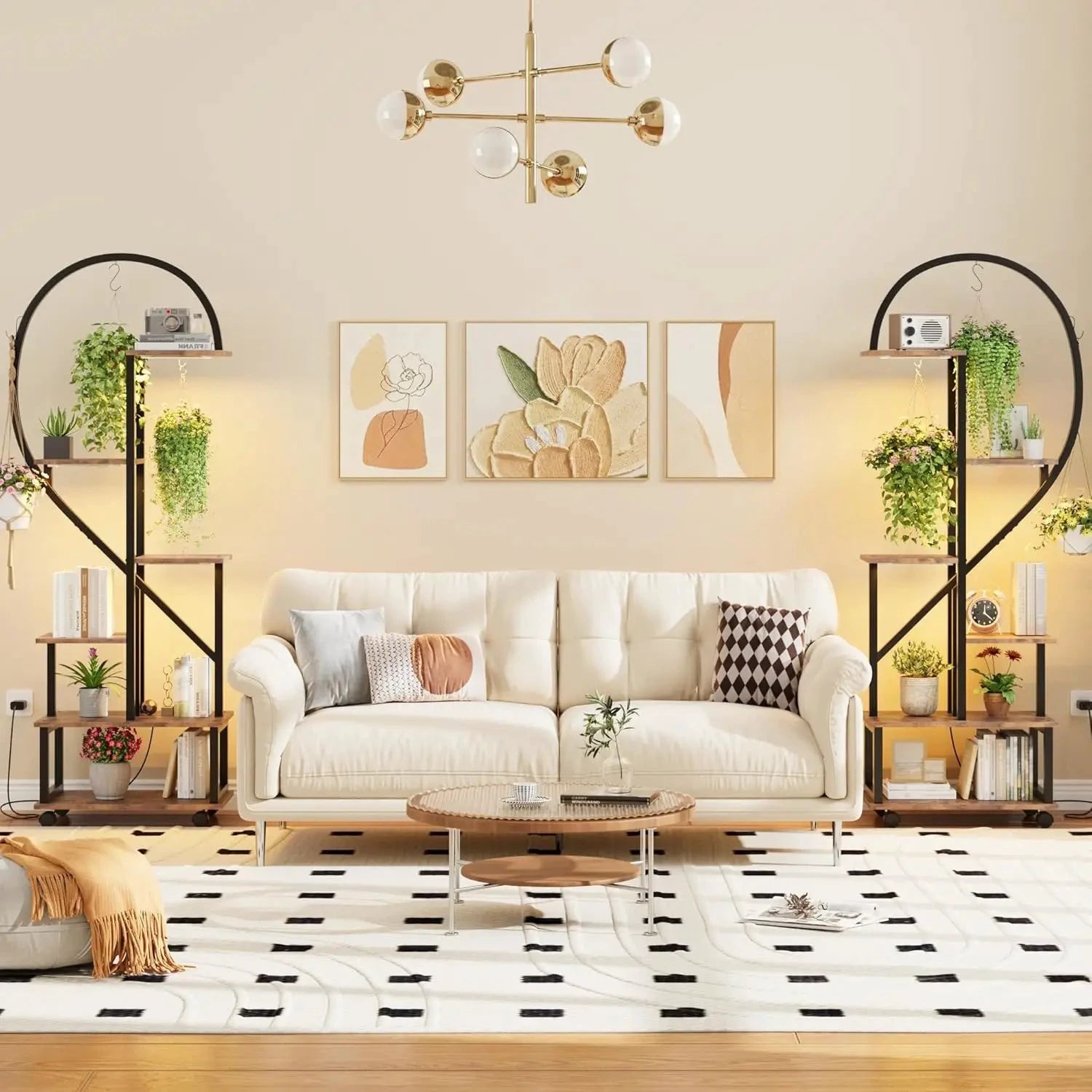 2 Stück Pflanzenständer mit Wachstumslicht/Rollrädern, Pflanzenständer für den Innenbereich, 6 Etagen, 175 cm hoch, großes Pflanzenregal für drinnen und draußen by Golden Bridge Store