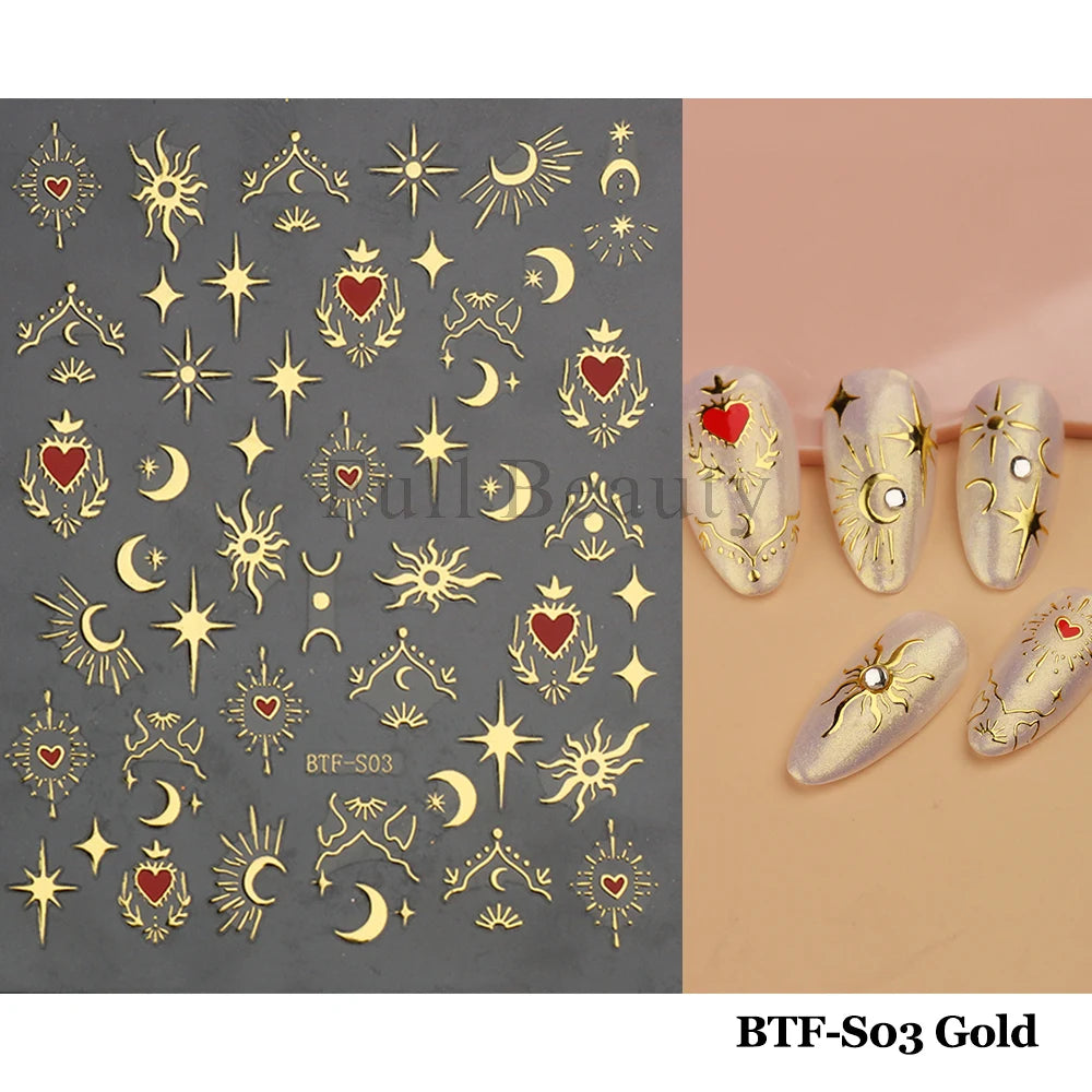 GL5D-K256 5D Sonnenblumen Nagelsticker - Herbstdesign Prägung