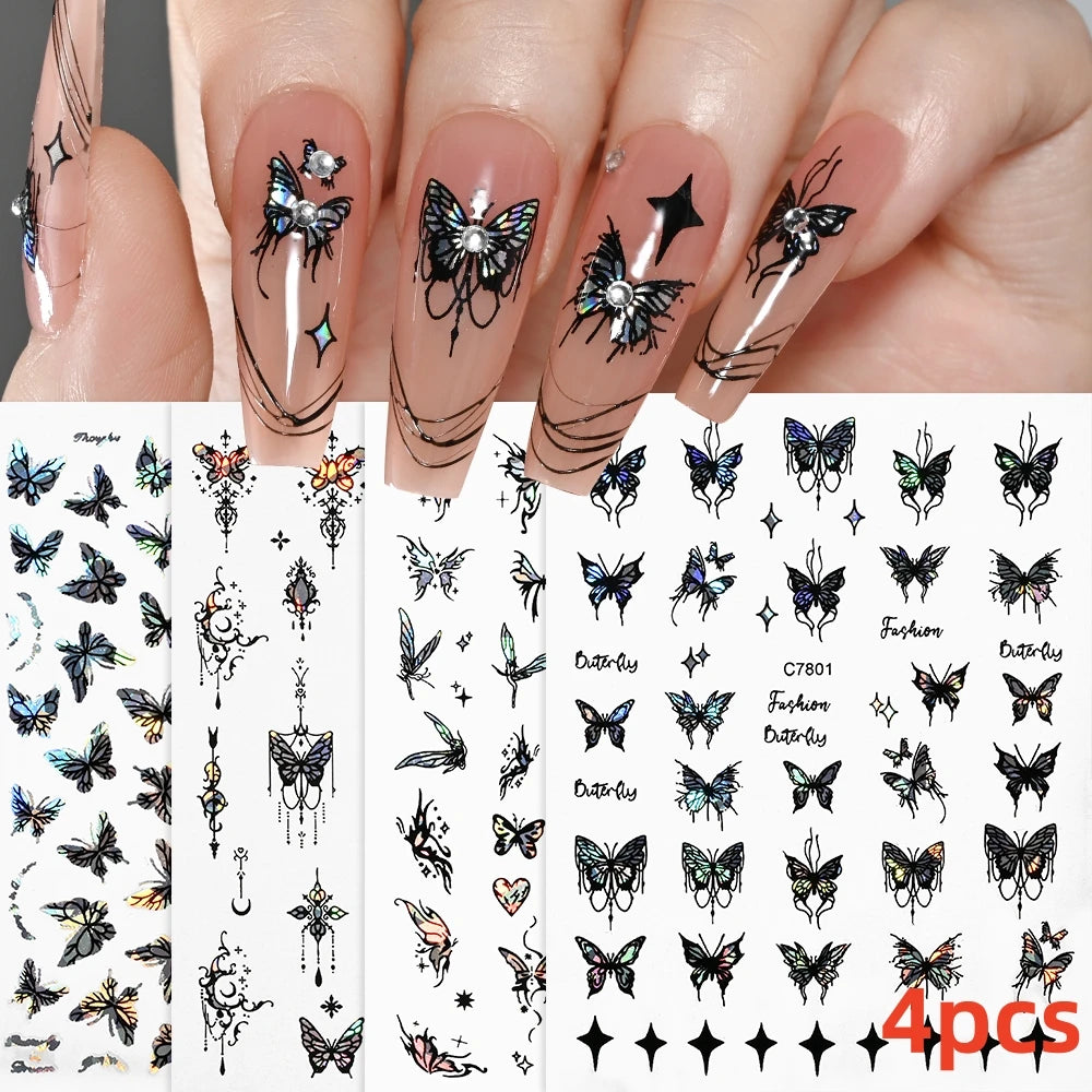 MAFANAILS Y2K Holo Schmetterlinge - 12er Selbstklebend